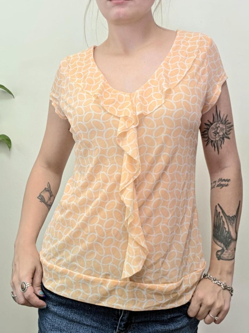 2000s Y2K Boho Ruffle Blouse